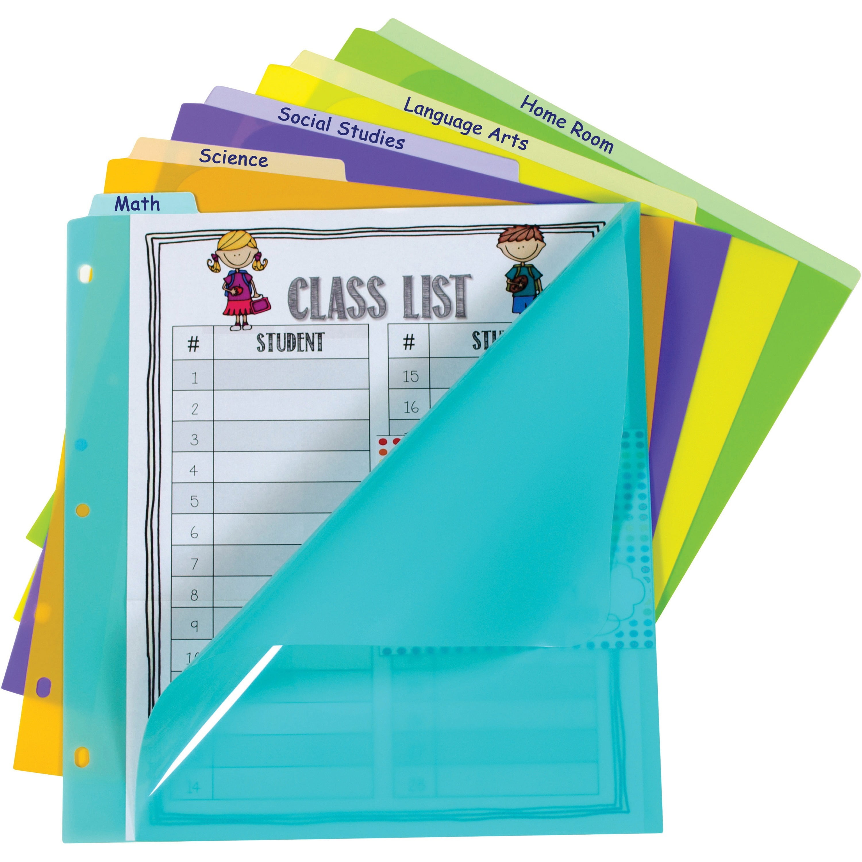 C-Line, CLI07150, Bright Pocket Vertical Tab Index Dividers, 5 / Set