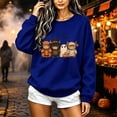 thumbnail image 4 of Staron Cute Halloween Sweaters for Women Round Neck Long Sleeve Loose Casual Oversized Fall Tops Blue XS, 4 of 4
