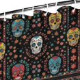 thumbnail image 3 of Colorful Skull Flower Pattern Shower Curtain 36"x72" ,Bathroom Decorative Shower Curtains Set with 12 Hooks,Modern Waterproof Washable Shower Curtain, 3 of 6
