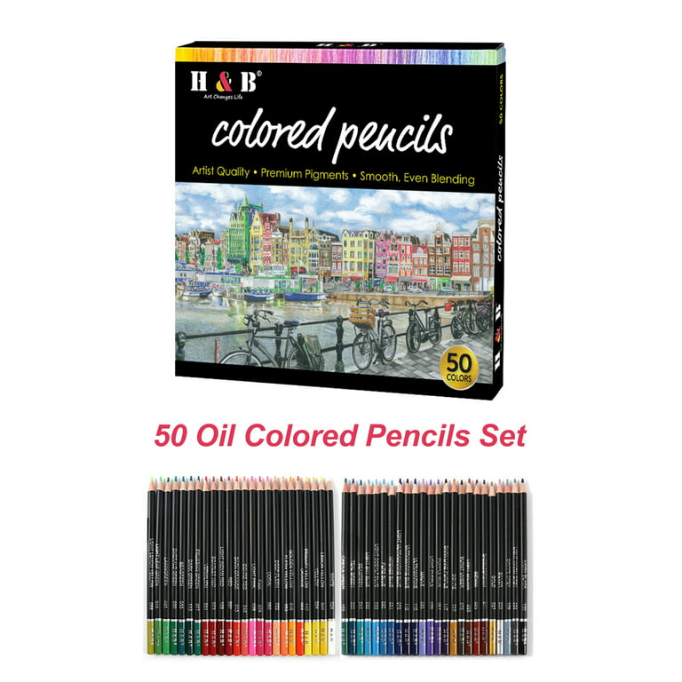 50 Piece Adult Coloring Book Artist Grade Colored Pencil Set and
