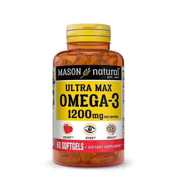 Mason Natural Ultra Max Omega 3 1200 mg, Supports Eyes, Brain, and Heart Health, 60 Softgels