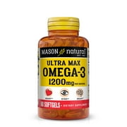 Mason Natural Ultra Max Omega 3 1200 mg, Supports Eyes, Brain, and Heart Health, 60 Softgels