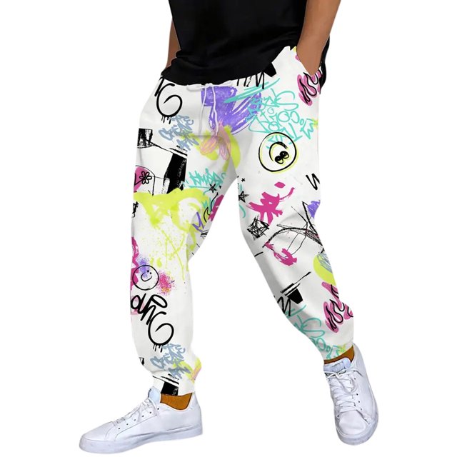 YDLCAFD Men Pants Jeans Boot Cut Men'S Drawstring Casual Pants Loose Comfortable Trendy Printed Pants