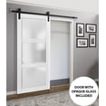 thumbnail image 3 of Sliding Barn Door with Hardware | Lucia 2552 White Silk with Frosted Glass | 6.6FT Rail Hangers Sturdy Set | Lite Wooden Solid Panel Interior Doors, 3 of 6