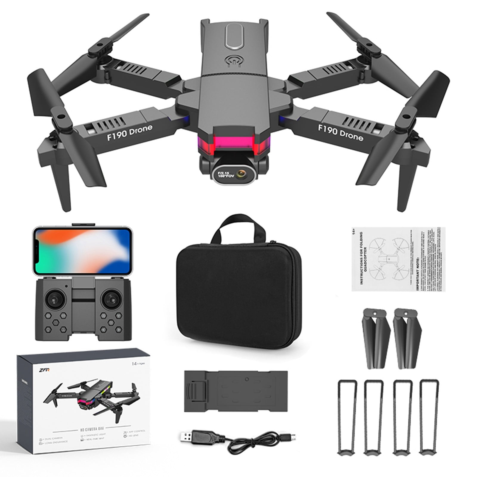 ESULOMP Drone with Daul 4K HD FPV Camera Remote Control Toys Gifts for Boys Girls with Altitude Hold Headless Mode Start Speed Adjustment