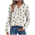 thumbnail image 2 of Craaazy Button Down Shirts for Women Cusual Print T-shirt Casual V-neck Long Sleeve Shirts Gifts, 2 of 8