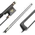 thumbnail image 1 of Arco de violín 4/4 Violín Arco de Biolín Bien Equilibrado Trenzado Dorado Fibra de Carbon Round Stick Rana de Ébano AAA Mongolia Crin Negra Tomshoo Arco de violín, 1 of 6