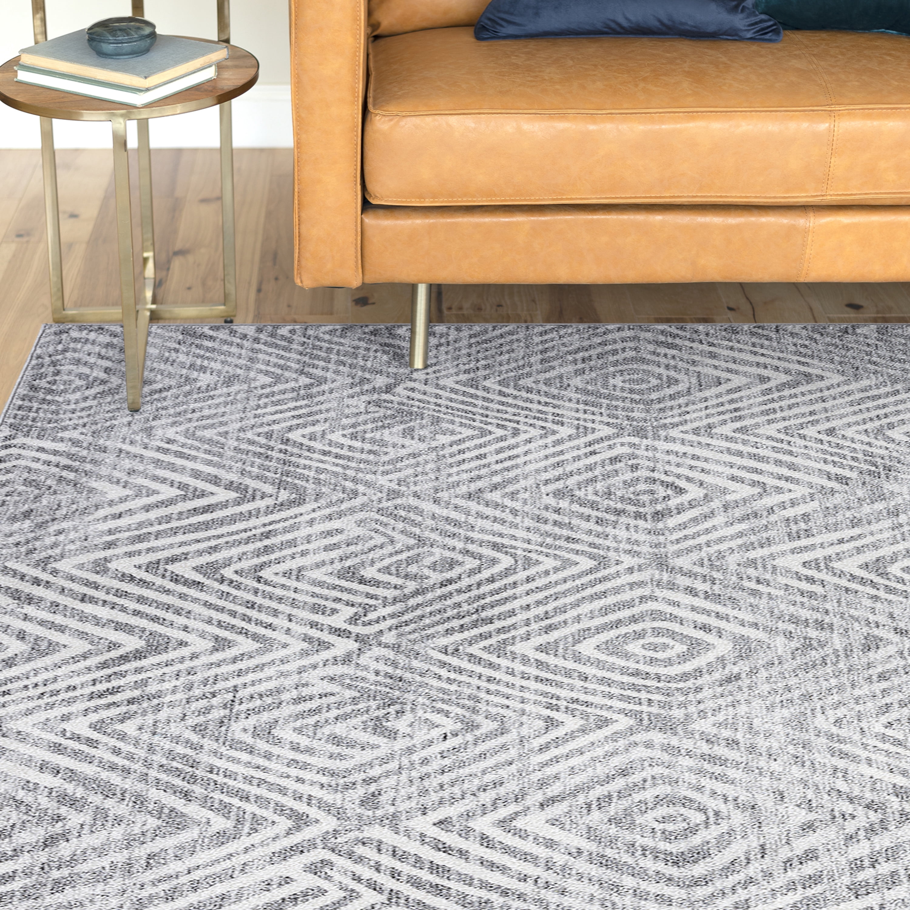 Contemporary 8x10 Area Rug (7'11'' x 10'3'') Abstract Gray, Cream Living Room Easy to Clean