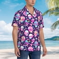 thumbnail image 2 of Lsque Skull mushroom colorful cute pattern Hawaiian Shirt for Men, Unisex Summer Beach Casual Short Sleeve Button Down Shirts-Large, 2 of 9