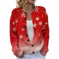thumbnail image 2 of Winter Plus Size Fall Sweaters for Women Women Christmas 3d Snowflake Button Deer Plush Sweater Cardigan Features: Red L, 2 of 7