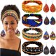 thumbnail image 1 of wonima11 African Boho Print Headband, Head Wrap, Faux Leather Earrings Set for Women (Bright Pattern), 1 of 1