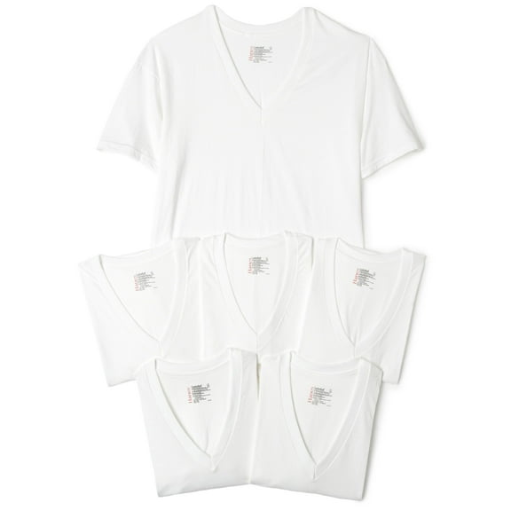 Hanes Classics Men's Classics 6-Pack V-Neck T-Shirt Value Pack,6-Pack White,X-Large