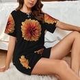 thumbnail image 4 of KLL Orange Dalia Print Pajama Set for Women Short Sleeve Sleepwear Pjs Soft 2 Piece Lounge Sleepwear Sets-4X-Large, 4 of 6