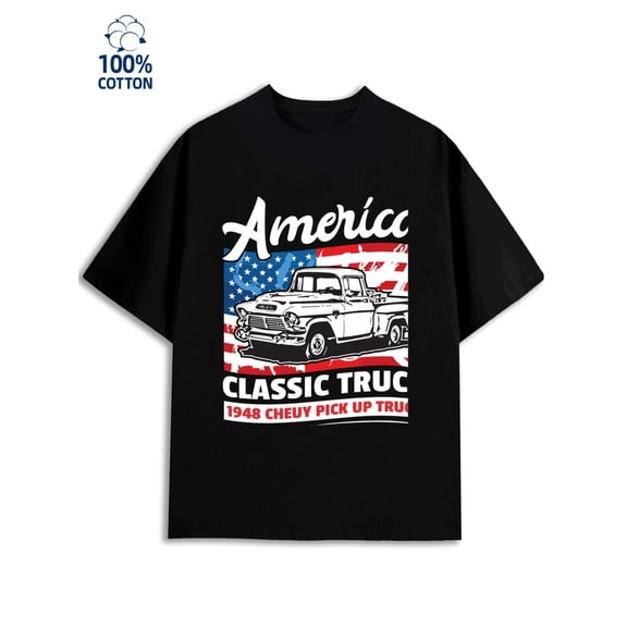 Classic Truck Tee men's 180G 100% Cotton black Original Unisex Shirt Graphic Tee tshirts Casual Unisex Shirt Graphic Tee tshirts Funny Unisex Shirt Short Sleeve tshirts