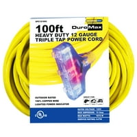 DuroMax XPC12100C 100-Foot 12 Gauge Triple Tap Extension Power Cord
