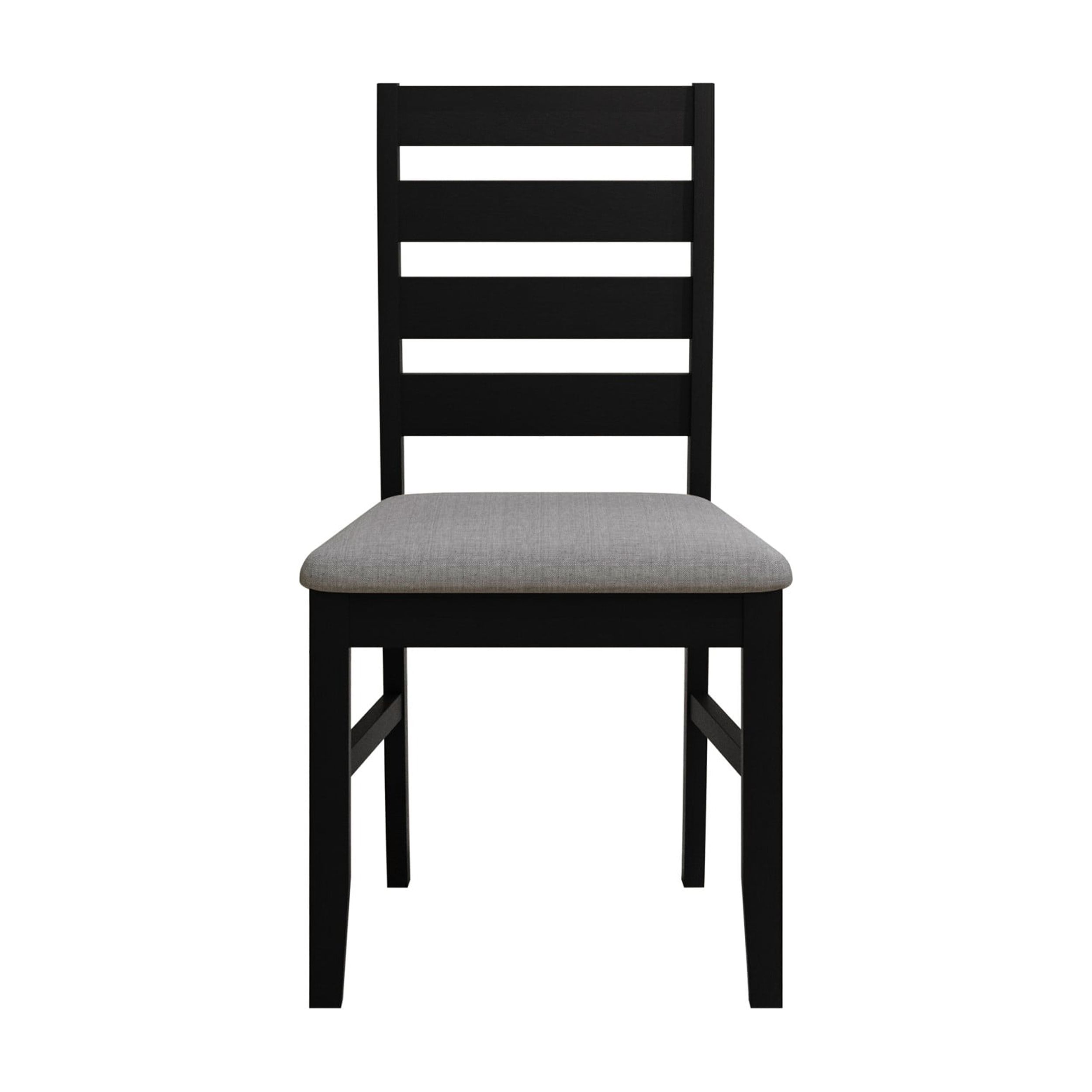 Home Design Ouray Dining Chair (Set of 4), Black - Wood Grain Embossed, Ladder Back with Upholstered Seat