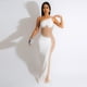 thumbnail image 3 of Vestido largo sexy con cristales y diamantes de imitación para mujer, elegante, de un solo hombro, de malla transparente, con retazos, para fiesta de noche y cumpleaños, 3 of 5