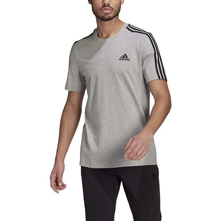 Adidas Men's Original Short Slv 3 Stripe Essential California T-Shirt Gray  XL 