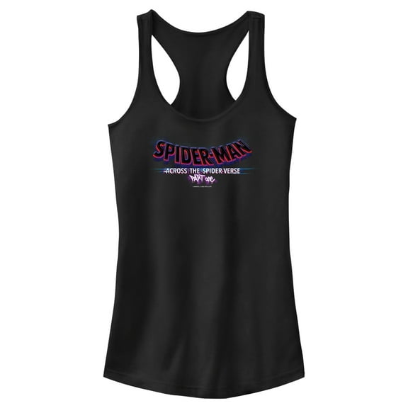 Junior's Spider-Man: Across the Spider-Verse Movie Logo  Racerback Tank Top Black Large