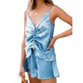 thumbnail image 3 of FANCYINN Women 2 Piece Outfits V Neck Crop Cami Top with Shorts Set S, 3 of 7