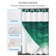 thumbnail image 2 of No Hook Cloth Fabric Shower Curtain with Snap in Liner, Sage Green Waves Waterproof Shower Curtains Set with See Through Top Window, Ombre Coastal Ocean Water Abstract Bath Curtains Shower 54"x78", 2 of 6