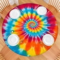 thumbnail image 2 of Colorful Rainbow Tie Dye Spiral Pattern Round Fitted Tablecloth with Elastic Edge,Dining Table Cover Waterproof,Outdoor Round Tablecloth for Camping,Dining,Indoor and Outdoor, 2 of 7