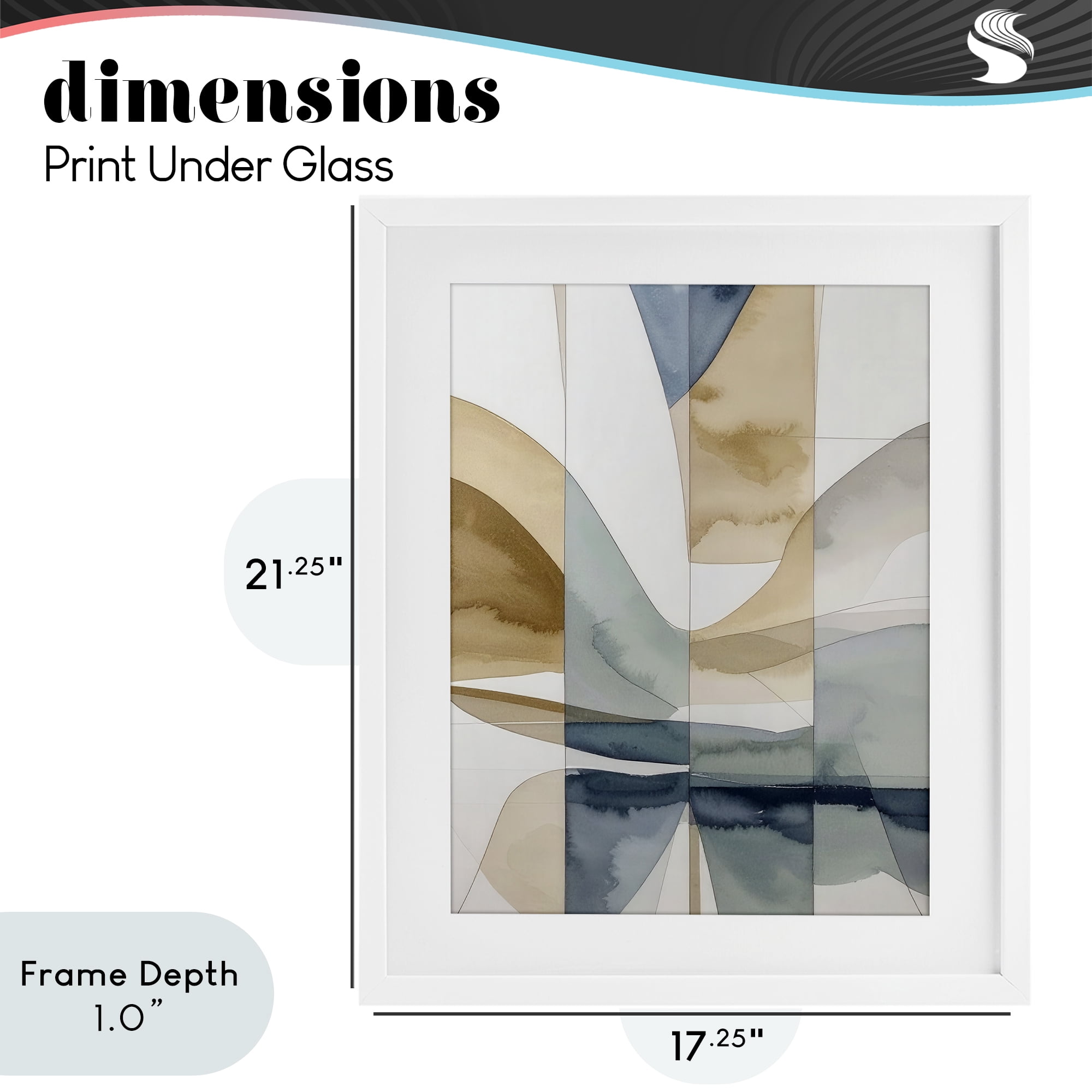 Stupell Industries Geographic Fluid Abstraction White Framed Print Under Glass, design by Alonza Saunders