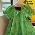 thumbnail image 3 of Casual Clothes for 𝐈𝐧fant Girls Summer Fashion Dress Fan Small Fresh Green Checkered Skirt Solid Party Home, 3 of 6