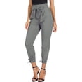 thumbnail image 2 of Pantalones pitillo de cintura alta para mujer - Bolsillo con lazo, poliéster liso, ropa informal/de fiesta, largo completo, S-XXL, 2 of 8