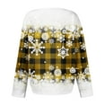 thumbnail image 5 of Women's Autumn Winter Snowflake Print Top Waffle Henry Shirt for Winter Themed Comfortable and Casual Shirts with Loose Knit,Yellow,2XL, 5 of 7