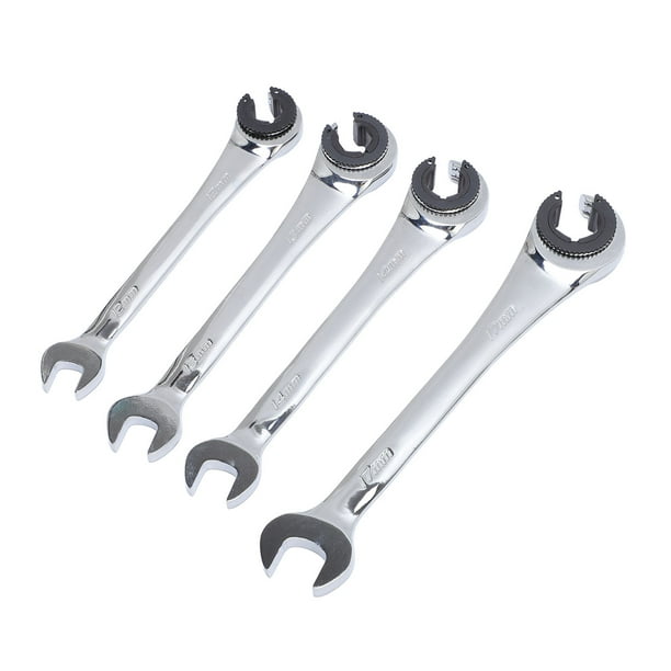 Conjunto de Llave de Trinquete, 2 Use La Llave de Trinquete de Cabeza Flexible Abierta Conjunto de Llave de Trinquete de 10-17 mm 4pcs cr v de acero para línea de freno