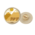 thumbnail image 1 of Égypte Sphinx Vert Jaune Pyrades Camel Rond Métal Broche d'Or Clip, 1 of 3