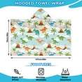 thumbnail image 2 of LightBlue Cartoon Dinosaurs Volcanoes Palms Patter Hooded Bath Towel，50"x30" for Ages 3 To 12 Kids, Quick Dry Lightweight Soft Microfiber Hood Beach Towel Cover Up for Kids, 2 of 7