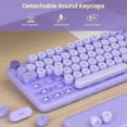 thumbnail image 7 of Wireless Keyboard and Mouse Combo - Retro Round Keycaps, Detachable Wrist Rest, Foldable Legs, 2.4GHz Full-Size Keyboard Purple, 7 of 7