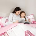 thumbnail image 5 of Homewish Letter A Monogrammed Bedding Comforter Set,Pink Flower Butterfly Twin Comforter Sets,Chic Glitter Print Bedding Set For Girls,Microfiber Room Decorative Reversible,2-Piece, 5 of 8
