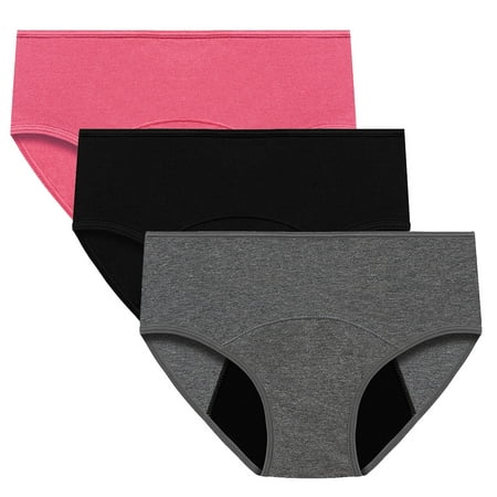 ATOYSOY Women s Multipack Solid Leak Proof Panty Comfy Clearance Mid Waist Period Underpants Stretchy Shapewear Control Briefs Seamless Plus Size Hip Lifting Cotton Panties  3 Pack Gray S