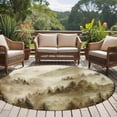 thumbnail image 4 of Round Area Rug 8 Ft, Brown Mountain Washable Non-Slip Circle Carpet for Living Room/Bedroom, Misty Forest Nature Woodland Pine Tree Landscape Collection Low-Profile Large Area Rugs for Indoor, 4 of 8