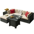 thumbnail image 2 of Devoko 6 Pieces Fire Pit Seating, Outdoor Sectional Rattan Sofa Set with 40000 BTU Propane Fire Pit Table, 2 of 8
