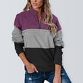 thumbnail image 2 of DHFJKG Women's Sports Quarter Zip Sweatshirt Color Block Loose Fit Stand Collar Long Sleeve Pullover Spring Stylish Tops, 2 of 6