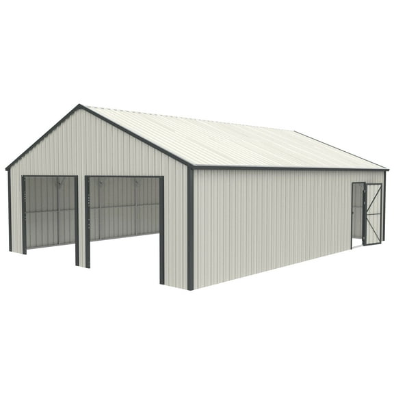 DuraYu 25x33 ft Metal Garage Shed with Double Doors and Side Entry, Heavy-Duty Galvanized Steel Frame for Trucks, Boats and Equipment