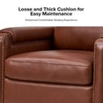 thumbnail image 4 of Tina's Home Mid-century Modern Genuine Leather Accent Armchair with Unique Arm Design, Nailhead Trim & Loose Cushion, Living Room / Bedroom Chair, Brown, Assembly Required, 4 of 8