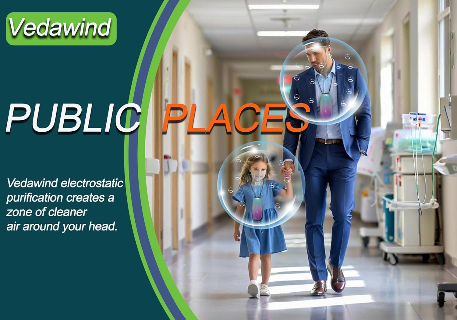 Portable Purifier Necklace with Negative Ions, Wearable Ion Generator for Travel Office Home
