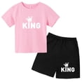 thumbnail image 3 of Conjunto de 2 piezas de camiseta de manga corta y pantalones cortos con estampado de letras de marca de verano, traje deportivo informal para niños y niñas, conjunto de moda para niños, 3 of 5