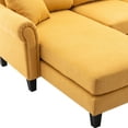 thumbnail image 6 of U-Shaped Sectional Sofa with Chaise & Ottoman, Convertible Futon Sofa Couch Set, Modern Linen Upholstered Accent Sofa Set with Padded Cusions for Living Room Apartment, Yellow, 6 of 7