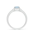 thumbnail image 2 of ANGARA Natural Emerald-Cut Aquamarine Engagement Ring with Diamond Halo in 14K White Gold for Women (Size-7x5mm) | March Birthstone, Anniversary, Jewelry Gift for Women | Natural Aquamarine Ring, 2 of 9
