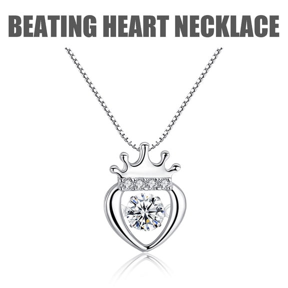 Valentine's Day Heartbeat Necklace, Usavan Personalized Beating Heart Pendant Necklace, Copper Zirconia Jewelry Gift for Her Travel Wedding