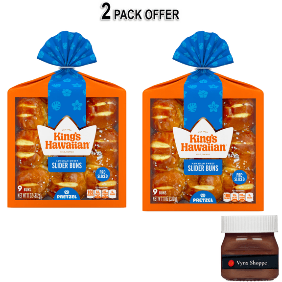 King's Hawaiian Pretzel Pre-Sliced Slider Buns, 9 Count, 11 oz, Shelf-Stable
