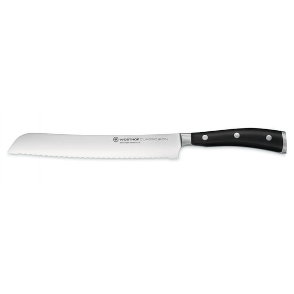 Wusthof Classic Ikon 9" Double-Serrated Bread Knife, Black, Stainless (1040331123)