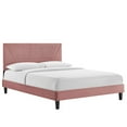 thumbnail image 2 of Modway Yasmine Channel Tufted Performance Velvet Queen Platform Bed in Dusty Rose, 2 of 8