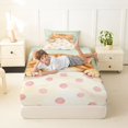 thumbnail image 3 of Manfei Watercolor Sleeping Kitten Twin Fitted Sheet, Cute Cat Art Bedding, Cream Pink Green, 2 Pieces, 1 Fitted Sheet and 1 Pillowcase, 3 of 6